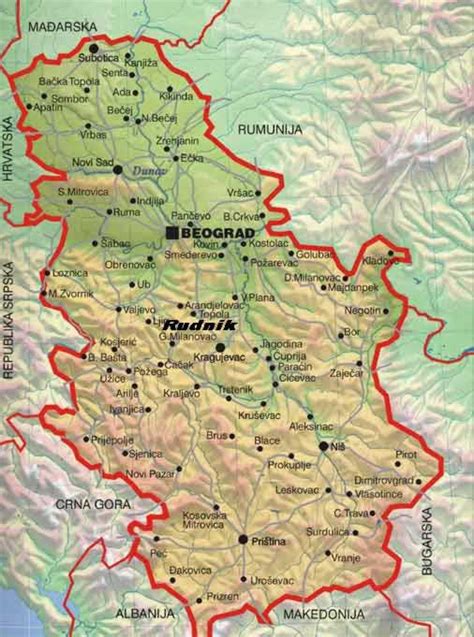 Planine Srbije Karta