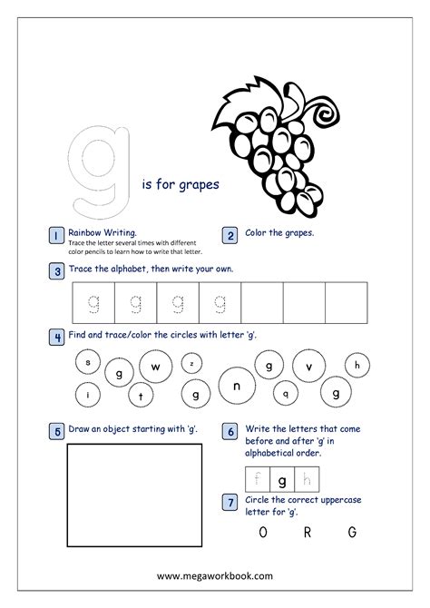 Printable Letter G Tracing Worksheets For Preschool Lowercase Letter