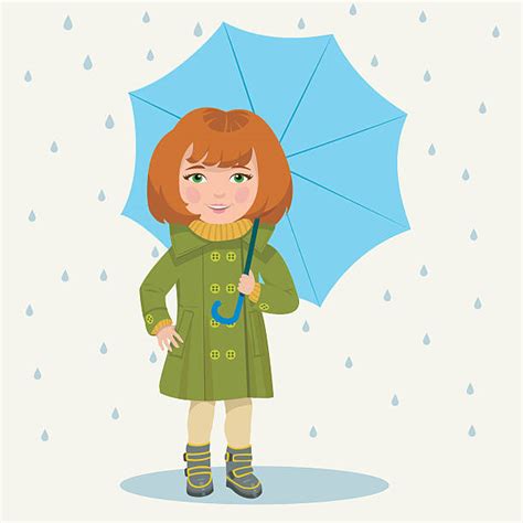 Royalty Free School Girl Holding Umbrella In The Rain Clip