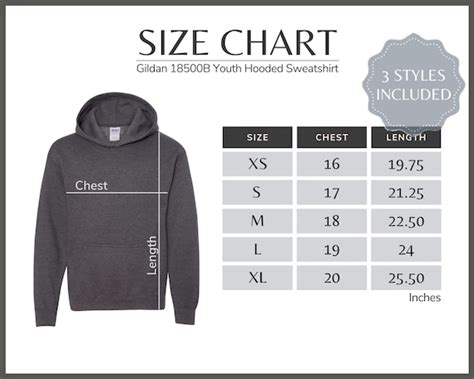 Gildan 18500b Size Chart Gildan G185b Youth Sweatshirt Size Etsy