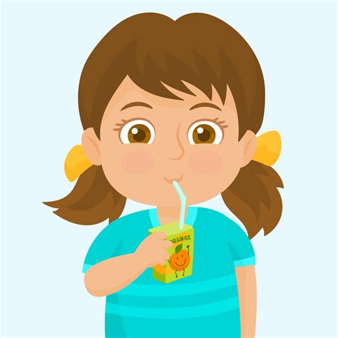 Girl Drinking Juice Vector Art Icons And Graphics For Free Download