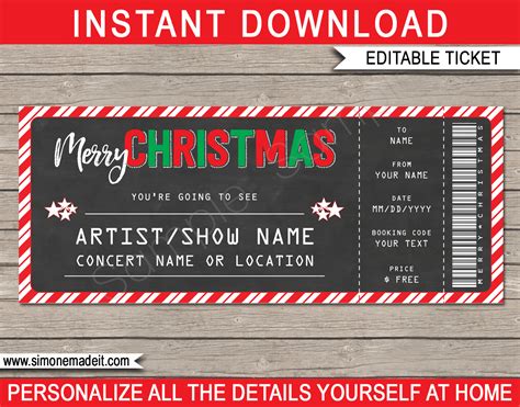 christmas gift concert ticket template christmas present