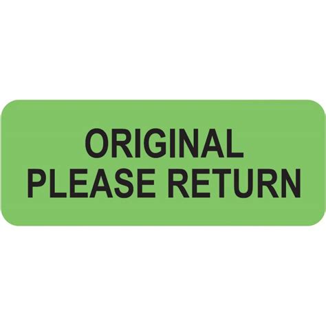 Original Please Return Label 2 14 X 78 Fluorescent Green Ul806