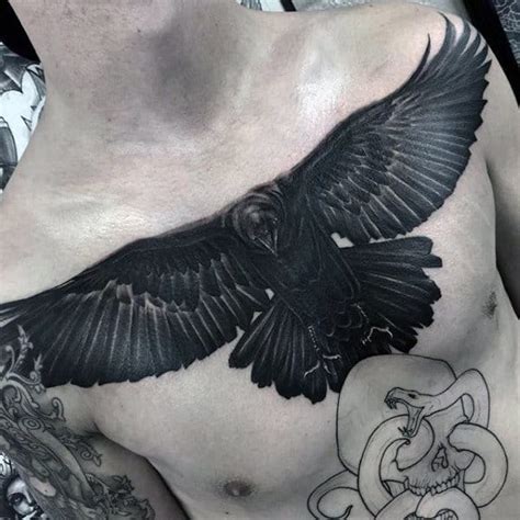 crow chest tattoo drawing