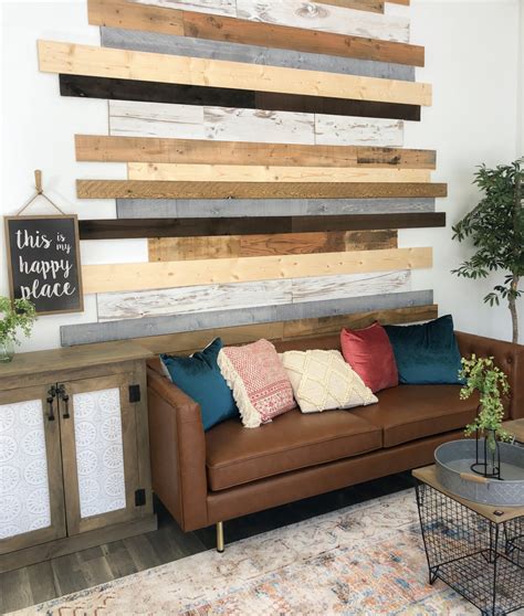 If the planks are cut, make sure the cut edge is facing the wall. DIY Rustic Modern Plank Wall - Shanty 2 Chic