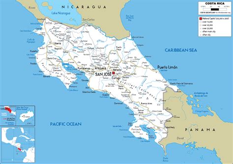 Detailed Map Of Costa Rica Map Map Of Atlantic Ocean Area