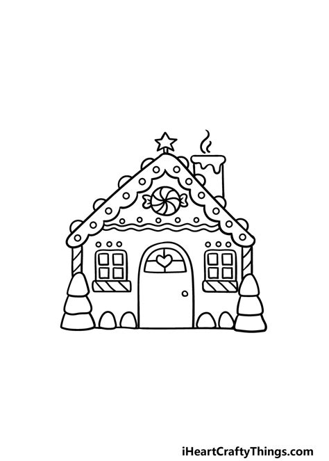 Gingerbread House Drawing How To Draw A Gingerbread House Step By Step