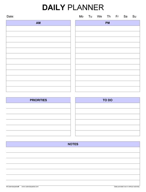 Daily Planner Template 2022