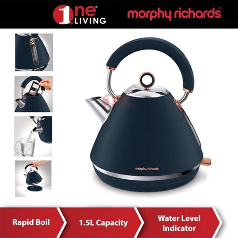 Morphy Richards Accents Pyramid Kettle Rose Gold And Midnight Blue