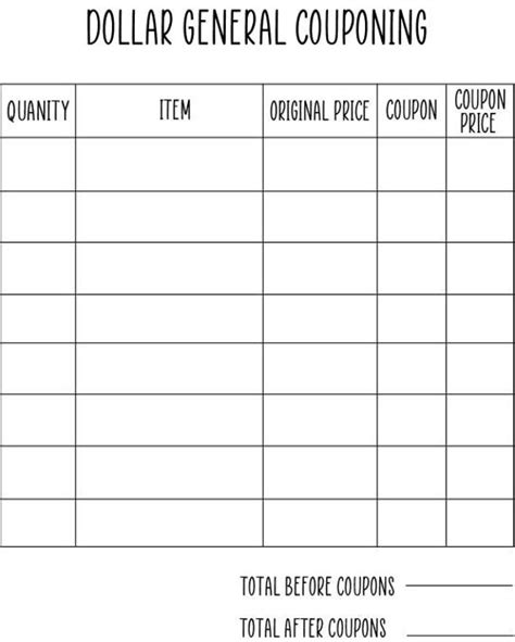 Dollar General Couponing Planner Etsy
