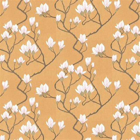 Magnolia By Cole And Son Gold Wallpaper Wallpaper Direct