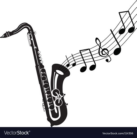 Saxophone With Notes Royalty Free Vector Image