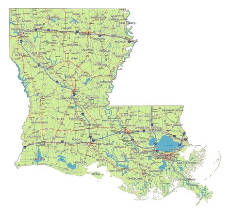 Address search louisiana map by googlemaps engine: Preview of Louisiana State vector road map. lossless ...