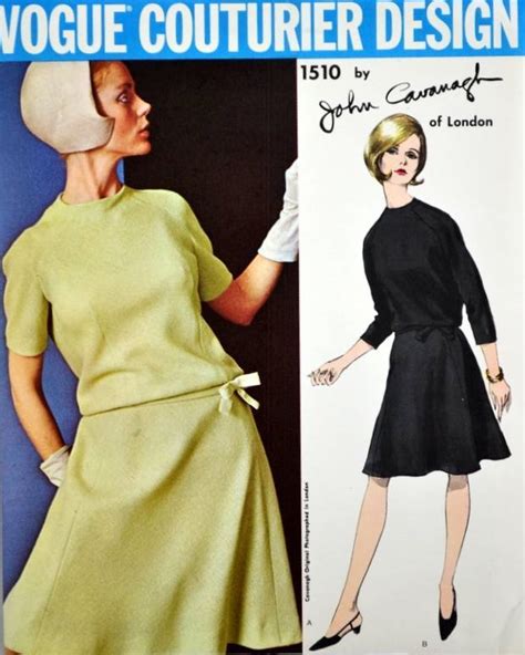 1960s John Cavanagh Drop Waist Dress Pattern Vogue Couturier Design