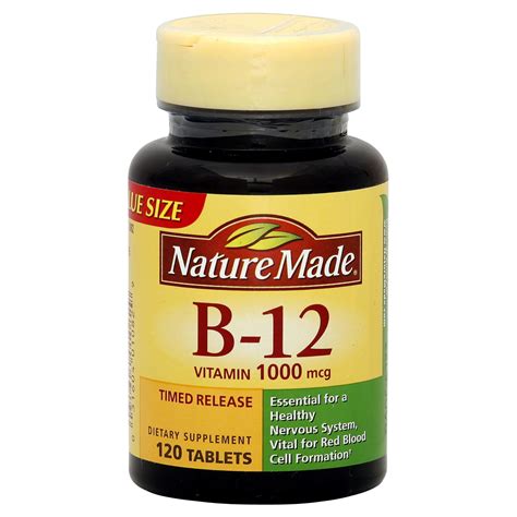 Indicated for its protective action on the cardiovascular system, for its effects on nervous b12 is required for correct energy metabolism and for nervous system function. Nature Made Vitamin B-12, 1000 mcg, Tablets, 60 tablets ...