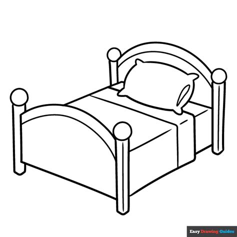 Cartoon Bed Coloring Page Easy Drawing Guides