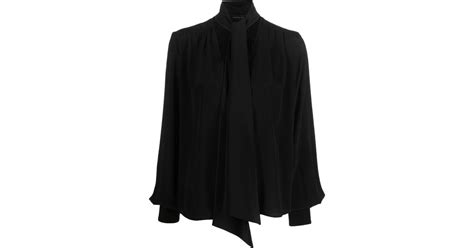 Federica Tosi Silk Pussy Bow Pleated Blouse In Black Lyst Canada