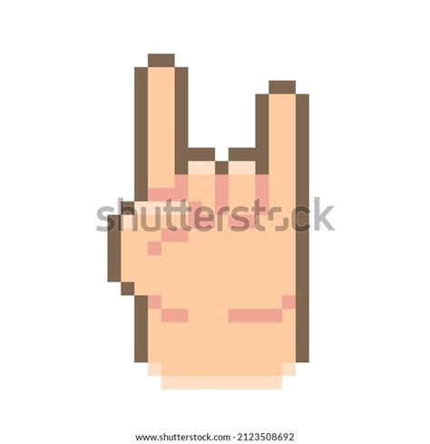 Devil Horn Gesture Pixel Art Hand Stock Vector Royalty Free