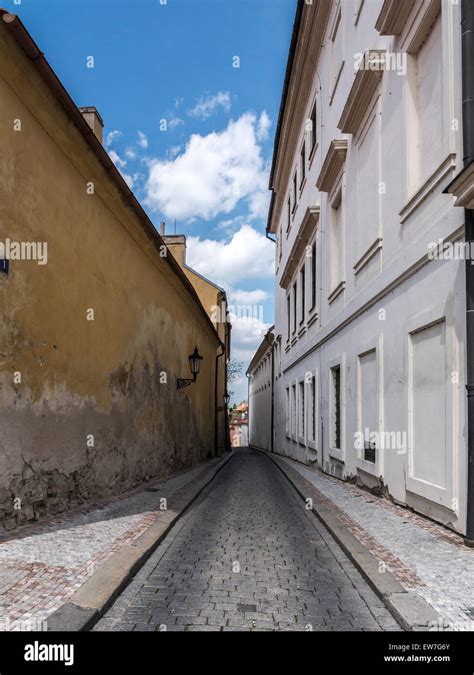 Narrow Cobble Street In Prague Castle District Czech Republic Stock