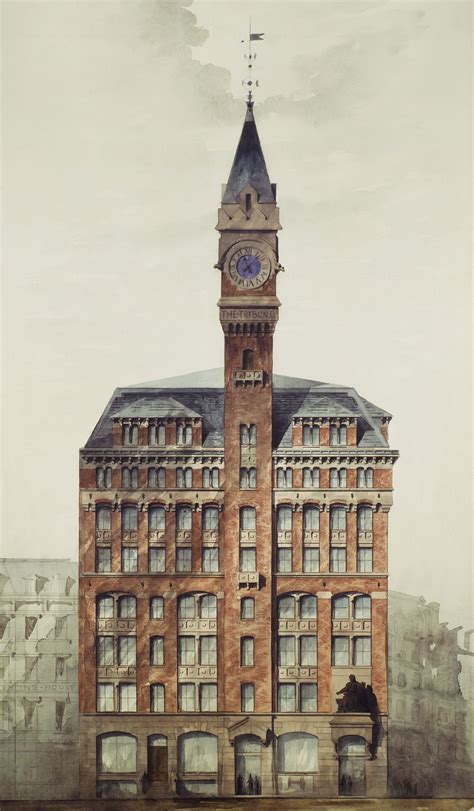 New York Tribune Building Architectural Rendering From 1873 By Richard