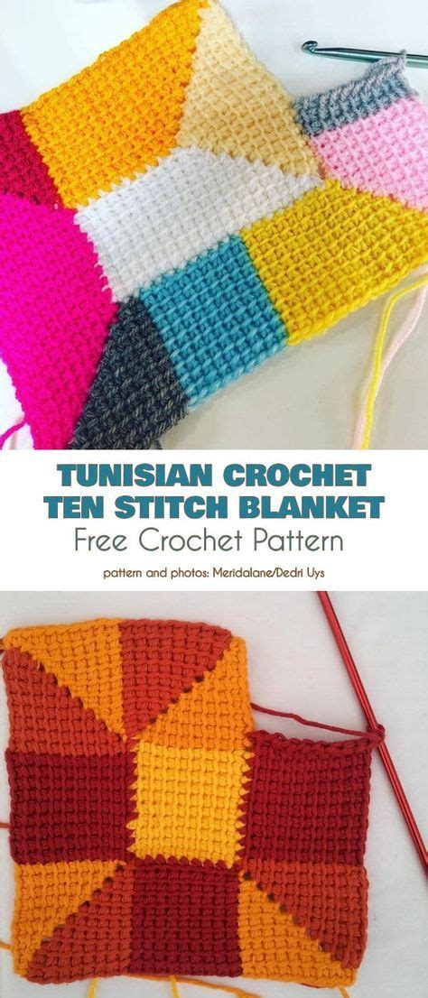 If you have any extra yarn from projects, this is a great way to use them up as you can stop whenever. Tunisian Crochet Ten Stitch Blanket Free Crochet Pattern ...