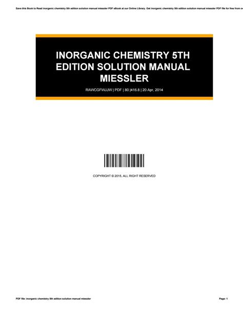 Inorganic Chemistry 5th Edition Solution Manual Miessler By