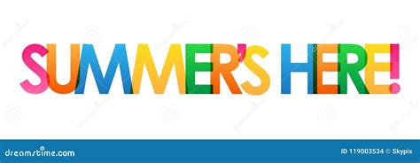 Summer`s Here Colorful Overlapping Letters Vector Banner Stock Vector