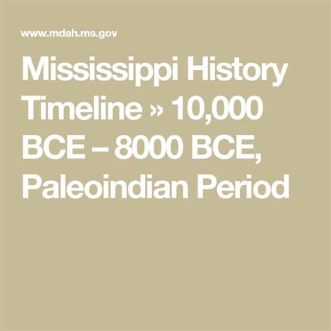Mississippi History Timeline 10000 Bce 8000 Bce Paleoindian