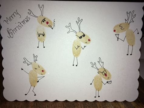 Christmas Fingerprints Reindeer Card Reindeer Card Print Christmas