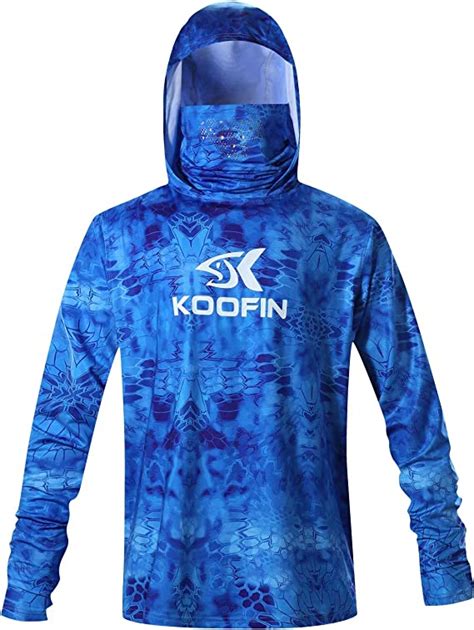 Koofin Gear Performance Fishing Hoodie With Face Mask Hooded Sunblock
