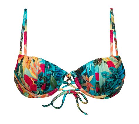 Balconette Push Up Bikinitop Met Tropische Flora Print Top Paradise