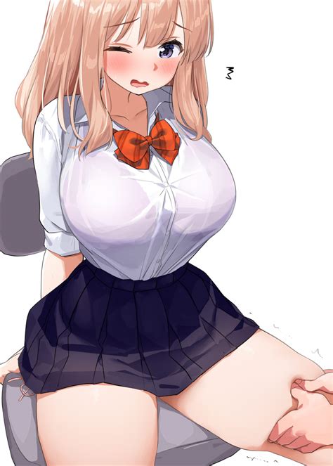 rule 34 big breasts blonde hair blush busty curvy embarrassed groping groping thighs holding