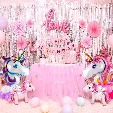 Fengrise Foil Unicorn Balloons Birthday Party Decorations Kids Happy