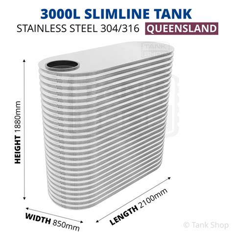 3000 Litre Slimline Stainless Steel Water Tank Grade 304 Or 316