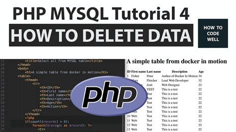 Php Mysql Tutorial 4 How To Delete A Mysql Row In Php Youtube