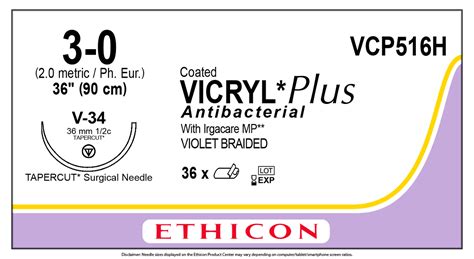 Ethicon Vcp516h Coated Vicryl Plus Antibacterial Polyglactin 910 Suture