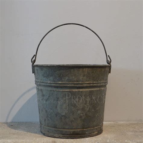 Antique Galvanized Bucket Imported Garden Antiques