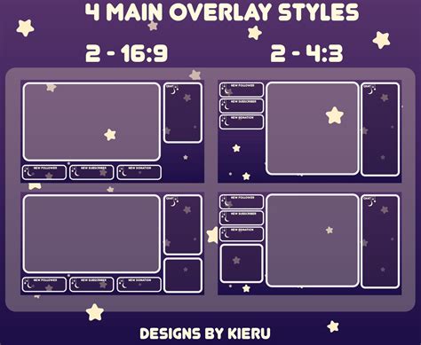 Twitch Overlay Package Starry Night Panels Pack Just Etsy