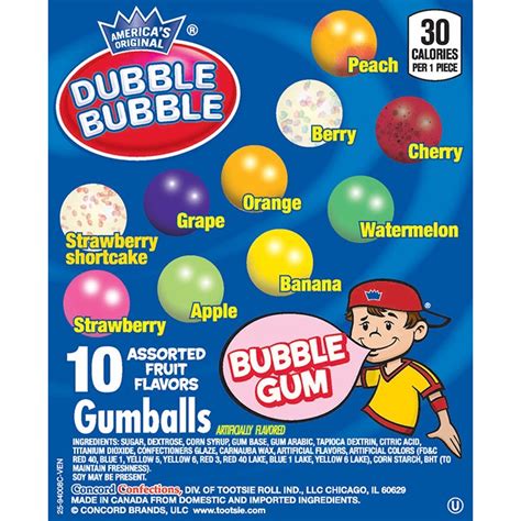 Bubblegum Assorted Fruit 10 Flavors Gumballs 25 Mm By Company Concord