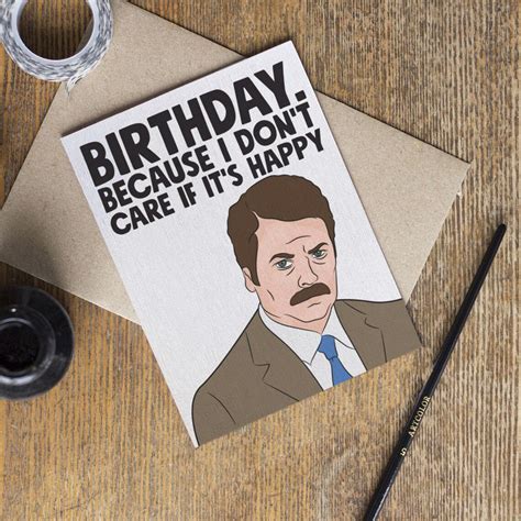 Parks And Rec Ron Swanson Birthday Card Etsy