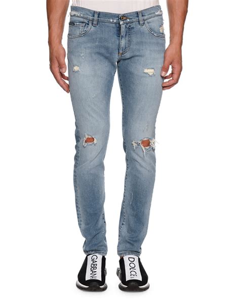 Dolce And Gabbana Mens Slightly Distressed Jeans Neiman Marcus