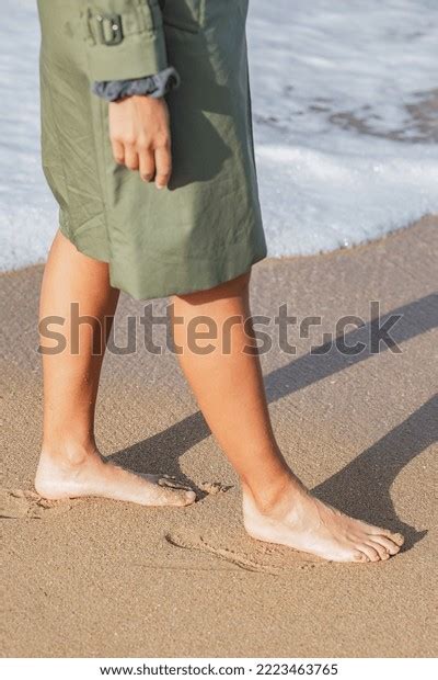 Side View Crop Anonymous Barefoot Woman Stock Photo