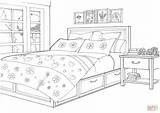 Coloring Bedroom Colouring Bed Clipart Printable Interior Provence Drawing Template Dining sketch template