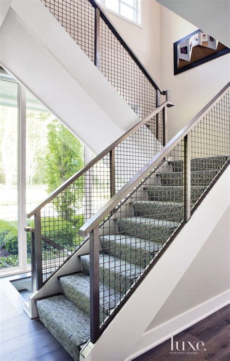 A Contemporary Barn Like Michigan Abode Industrial Stairs Railing
