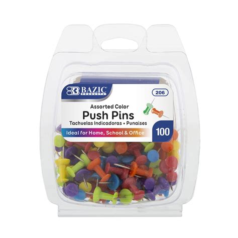 Bazic Assorted Color Push Pins Pack Bazic Products