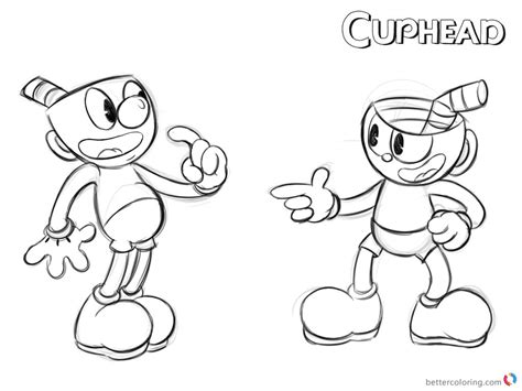 Printable Cuphead And Mugman Coloring Pages