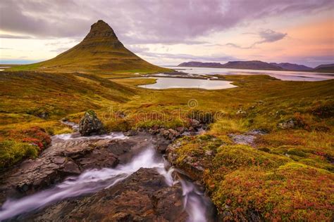 Landscapes And Waterfalls Kirkjufell Mountain In Iceland Stock Image