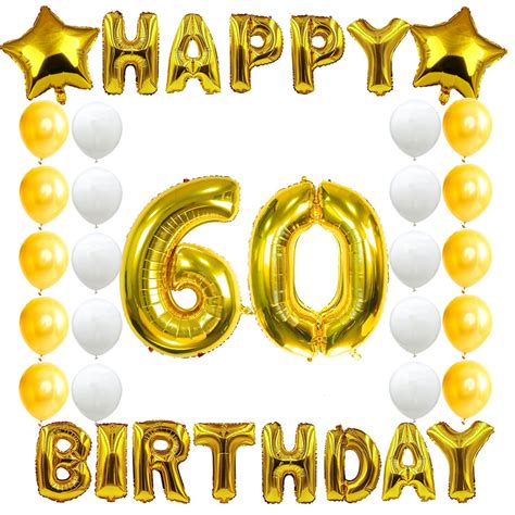 Amawill 60th Happy Birthday Foil Balloon Gold Number 60 Ballons Gold