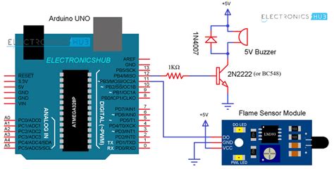 Arduino Flame Sensor Interface Circuit Diagram Electronics Go