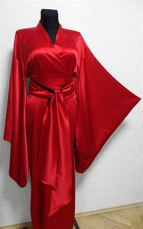 Mulberry Silk Kimono Robe Long Satin Robe Lined Satin Etsy Silk